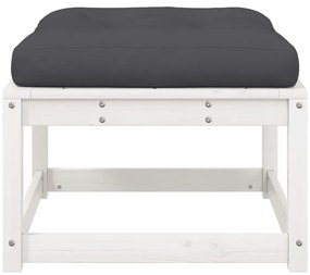 Apoio de pés p/ jardim c/ almofadão pinho maciço branco