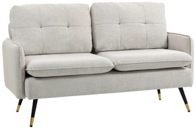 HOMCOM Sofá de 2 Lugares Sofá Moderno Estofado em Poliéster com 4 Almofadas Apoio para os Braços e Pés de Aço para Sala de Estar Escritório Carga Máxima 240 kg 139x68x80 cm Creme