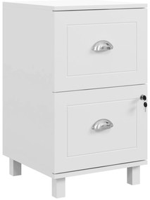 HOMCOM Bloco de Gavetas com 2 Gavetas Fechadura e Barras para Documentos A4 e Carta 40x41,5x67,5 cm Branco | Aosom Portugal