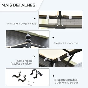 Pérgola de Jardim 3x3m Pérgola Montada na Parede com Toldo e 16 Orifíc