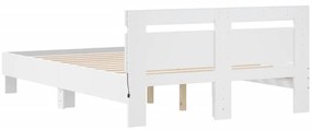 Estrutura de cama com cabeceira e luzes LED 120x190 cm branco