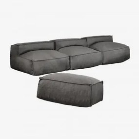 Sofá Modular De 3 Peças Dojans E Pufe De Jardim Cinza Granito - Sklum