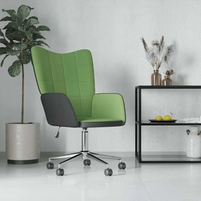 vidaXL Cadeira de descanso PVC e veludo verde-claro