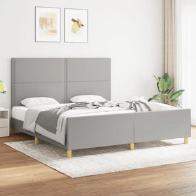 Estrutura de cama sem colchão 180x200 cm tecido cinzento-claro