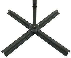 Guarda-sol jardim c/ poste e luzes LED 300 cm cinza-acastanhado