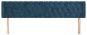 Cabeceira de cama c/ abas veludo 203x16x78/88cm azul-escuro