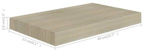 Prateleiras parede suspensas 4 pcs 40x23x3,8cm MDF cor carvalho