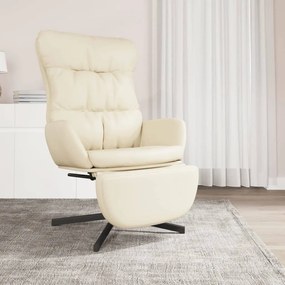 Cadeira de descanso com apoio de pés couro artificial creme