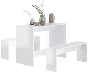 3 pcs conjunto de jantar derivados de madeira branco brilhante