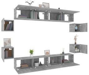 Conjunto móveis de TV 8 pcs madeira processada sonoma cinza