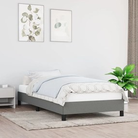 Estrutura de cama sem colchão 90x190 cm tecido cinzento-escuro