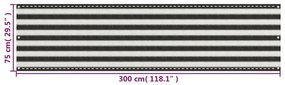 Tela varanda PEAD 75x300 cm antracite e branco