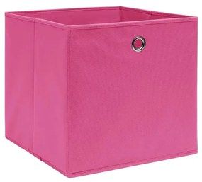 Caixas arrumação 4 pcs 28x28x28 cm tecido-não-tecido rosa