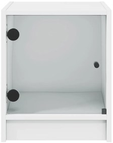 Mesa de cabeceira c/ porta de vidro 35x37x42 cm branco
