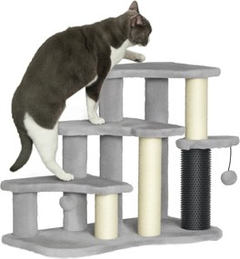 Arranhador para gatos em forma de torre para arranhar, com 50 cm de altura, com plataformas de pelúcia e bolas, para gatos com menos de 5 kg, cinzento