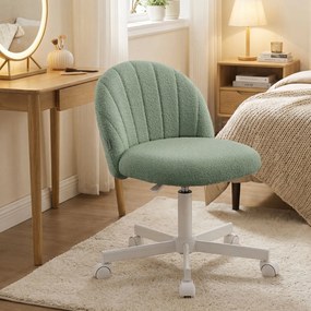 Cadeira de toucador ou cadeira de escritório, revestimento em tecido Teddy Fleece verde