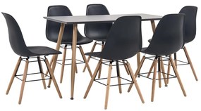 vidaXL 7 pcs conjunto de jantar plástico preto