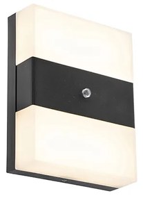 Candeeiro de parede exterior preto IP44 com LED e sensor crepuscular - Dualy
