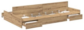 vidaXL Estrado de cama com arrumação Carvalho Artesanal 120 x 200 cm