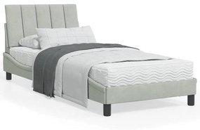 vidaXL Estrutura de cama sem colchão 90x190 cm veludo cinzento-claro