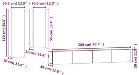 Conjunto móveis de TV 4 pcs madeira processada carvalho sonoma