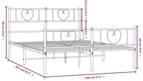 Estrutura de cama com cabeceira e pés 140x200 cm metal branco