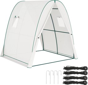 Estufa de jardim 1,8 x 1,8 x 2 m com portas enroláveis e janelas amplas, estufa tipo túnel, branca