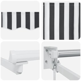 Toldo retrátil 4,5x3 m tecido e alumínio antracite e branco