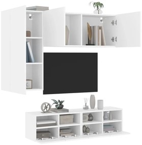 vidaXL 4 pcs móveis de parede p/ TV derivados de madeira branco