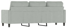 Sofá de 3 lugares 180 cm veludo cinzento-claro