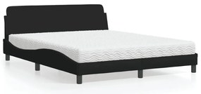 Cama com colchão 160x200 cm tecido preto