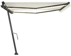 Toldo retrátil manual com LED 400x350 cm cor creme