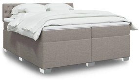 vidaXL Cama com molas/colchão 200x200 cm tecido castanho-acinzentado