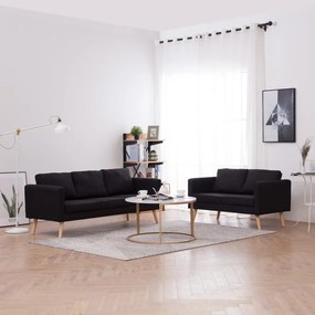 2 pcs conjunto de sofás tecido preto