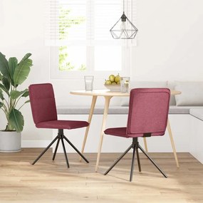 Cadeiras de jantar 2 pcs tecido vermelho tinto