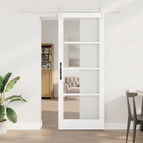 Conjunto de Porta Deslizante vidaXL com Ferragens Branca 83x211 cm Mad