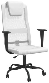 Cadeira de escritório tecido de malha e couro artificial branco