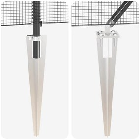 Conjunto de Postes de Cerca de Aço Conjunto de 2 Cinza Metal, Malha