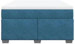 Cama com molas/colchão 140x190 cm veludo azul-escuro