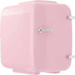 Mini-frigorífico portátil com função de refrigeração e aquecimento, 12 V/230 V, 4 L, 28 x 20,5 x 29,5 cm, rosa