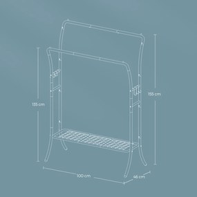Guarda roupa em metal com 6 ganchos 46 x 100 x 155 cm Preto