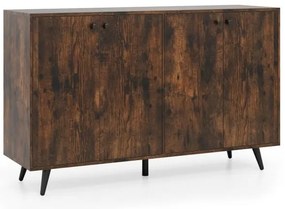 Armário de armazenamento moderno de meados do século com 4 portas e prateleiras ajustáveis em 5 posições - branco