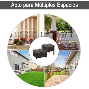 Outsunny Conjunto de 2 Floreiras Quadradas Floreiras para Flores e Veg