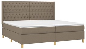 Cama box spring colchão/LED 200x200cm tecido cinza-acastanhado