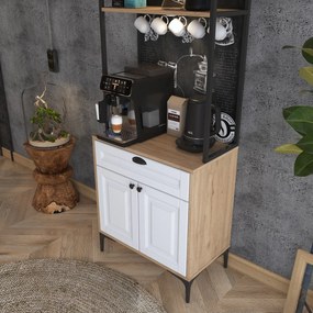 Armário Alto de Cozinha "Avellano" - Nogueira e Branco - 70x170.4x40cm