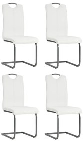 246196 vidaXL Cadeiras de jantar cantilever 4 pcs couro artificial branco