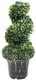 Planta artificial buxo em espiral com vaso 59 cm verde