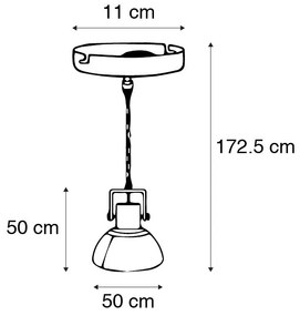 Candeeiro suspenso industrial cinza 50cm - SAMIA SABO Industrial