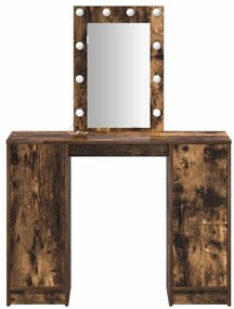 Mesa de Maquilhagem com Luzes LED Carvalho Fumado 102x33x135 cm