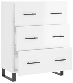 Cómoda Portucale com 3 Gavetas - Branco Brilhante - Design Moderno